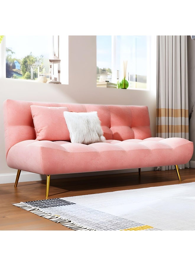 Comfynest Scandinavian Tufted Back Couch Armless Sofa Bed With Brass Legs 180 X 95 X 85 Cm Green