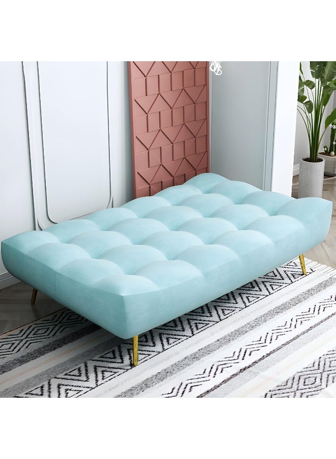Comfynest Scandinavian Tufted Back Couch Armless Sofa Bed With Brass Legs 180 X 95 X 85 Cm Green