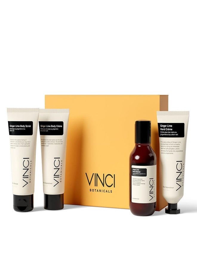 Vinci Botanicals مجموعة هدايا فينشي بوتانيكالز زنجبيل ليمون | سلة هدايا راخي للأخت، ببهبي | كريم يد، غسول جسم، كريم جسم، مقشر جسم | ينظف، يلمع ويرطب البشرة | رائحة حمضيات منعشة | عبوة من 4 - Image 1