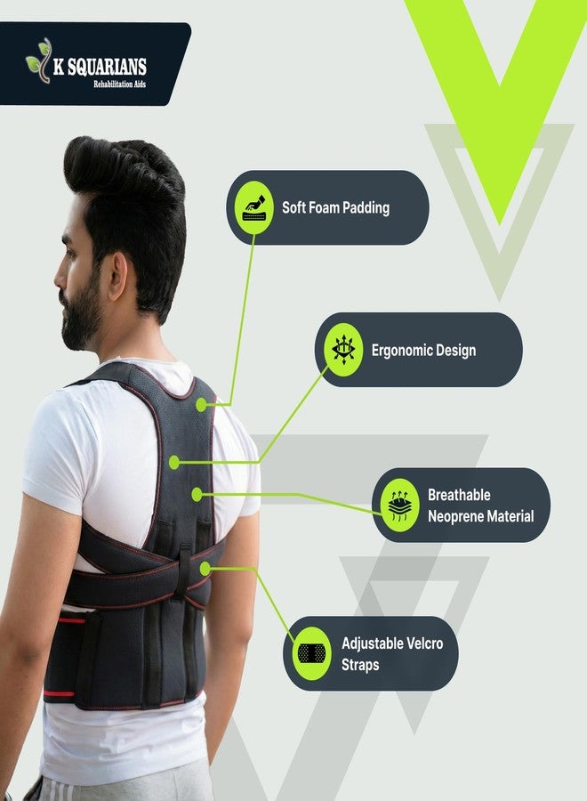 K SQUARIANS Clavicle Support Brace for Neck, Shoulder & Upper Back Pain Relief | Adjustable Posture Corrector | Relieves Fatigue, Corrects Posture & Enhances Stability | Breathable & Comfortable Fit For Everyday Posture | Men & Women | Large - Image 4