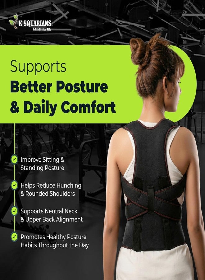 K SQUARIANS Clavicle Support Brace for Neck, Shoulder & Upper Back Pain Relief | Adjustable Posture Corrector | Relieves Fatigue, Corrects Posture & Enhances Stability | Breathable & Comfortable Fit For Everyday Posture | Men & Women | Large - Image 2