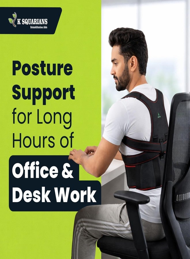 K SQUARIANS Clavicle Support Brace for Neck, Shoulder & Upper Back Pain Relief | Adjustable Posture Corrector | Relieves Fatigue, Corrects Posture & Enhances Stability | Breathable & Comfortable Fit For Everyday Posture | Men & Women | Large - Image 3