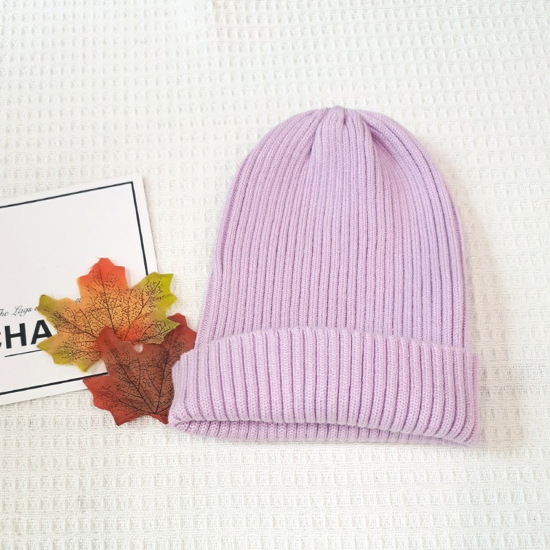 Baby hat autumn and winter childrens wool hat baby winter New 2023 autumn Boys winter knitted hat Violet [hat]] - Image 1
