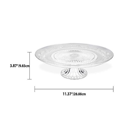 Incrizma Crystal Cake Plate with Stand, Round Pedestal/Footed Service Glass Cake Stand Glass Fruit Plate, Clear Cake Stand, Display Desserts Holder for Wedding Cakes Serving Platters (11 Inches) - Image 3