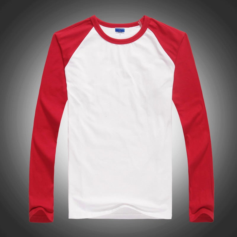 Raglan long sleeve wholesale party class clothes T-shirt custom cotton round neck advertising cultural shirt work clothes printed logo Red Raglan 