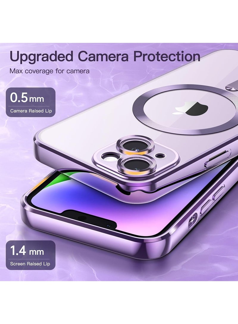 IPhone 13 Case Magnetic Support Magsafe Charger Wireless Anti Scratch Shockproof Clear Four Corner Cushion Anti Dropping Full Body Protection All Inclusive Lens Protection Cover Purple  - Image 4