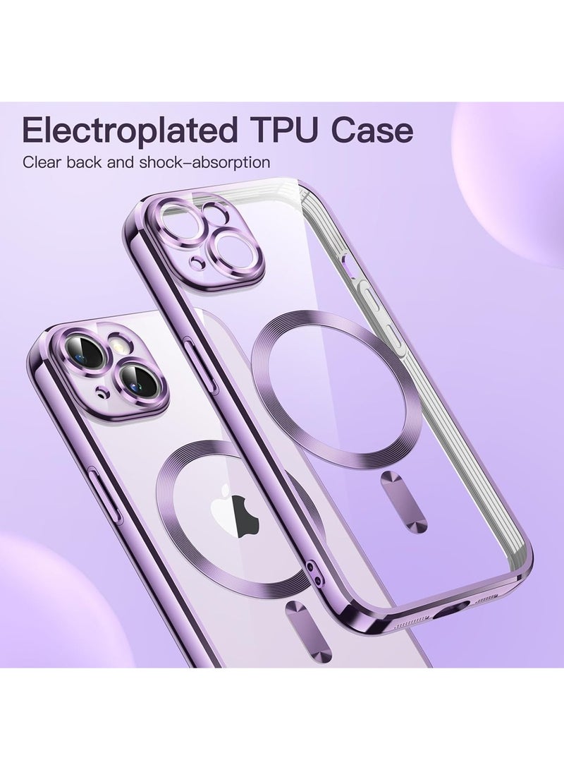 IPhone 13 Case Magnetic Support Magsafe Charger Wireless Anti Scratch Shockproof Clear Four Corner Cushion Anti Dropping Full Body Protection All Inclusive Lens Protection Cover Purple  - Image 5