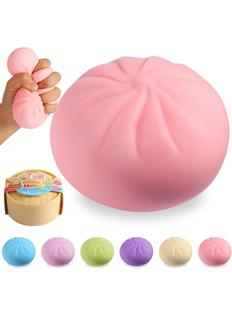 ATRJSZ Dumpling Squishy Mystery Box, Viral Squishy Dumpling Toy, Bao Bun Squeeze Stress Relief Fidget Toys for Holiday & Birthday Gifts (Pink) - Image 1