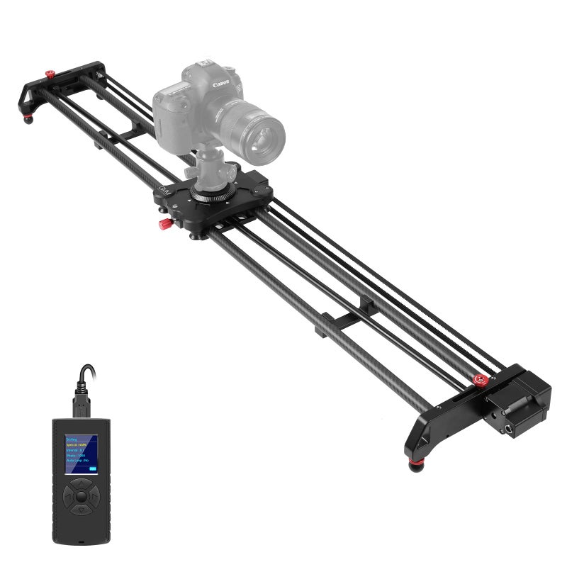 GVM Great Video Maker GVM Camera Slider Motorized, 120cm Carbon Fiber Video Slider Track Dolly, Photography Camera Stabilizer Rail with Time Lapse Tracking 120 Degree Panoramic Shooting for DSRL Photography Video Shoot - Image 1
