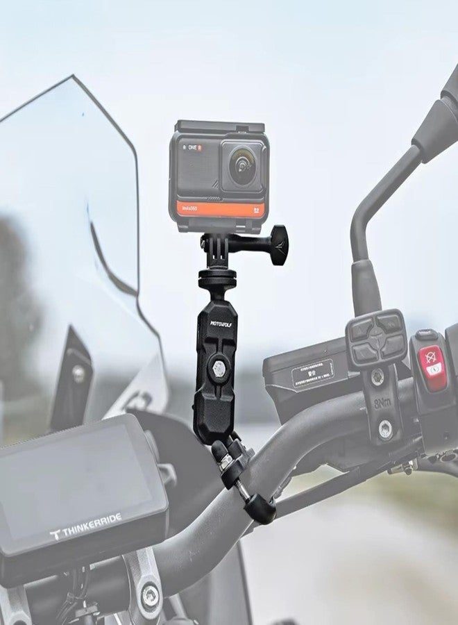 YELLOWFIN Action Camera Handlebar Mount with 360° Dual Ball Head, Aluminum Bicycle/Motorcycle Clamp Mount Compatible with Action Cameras for DJI Osmo Action 6/5 Pro/4/3, Hero 13/12/11/10/9/8/7, Insta360 - Image 2