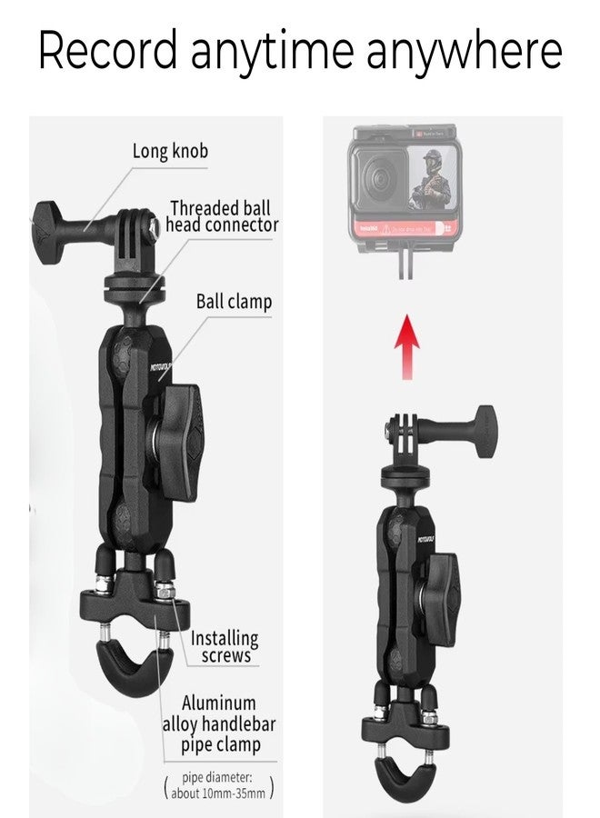 YELLOWFIN Action Camera Handlebar Mount with 360° Dual Ball Head, Aluminum Bicycle/Motorcycle Clamp Mount Compatible with Action Cameras for DJI Osmo Action 6/5 Pro/4/3, Hero 13/12/11/10/9/8/7, Insta360 - Image 4