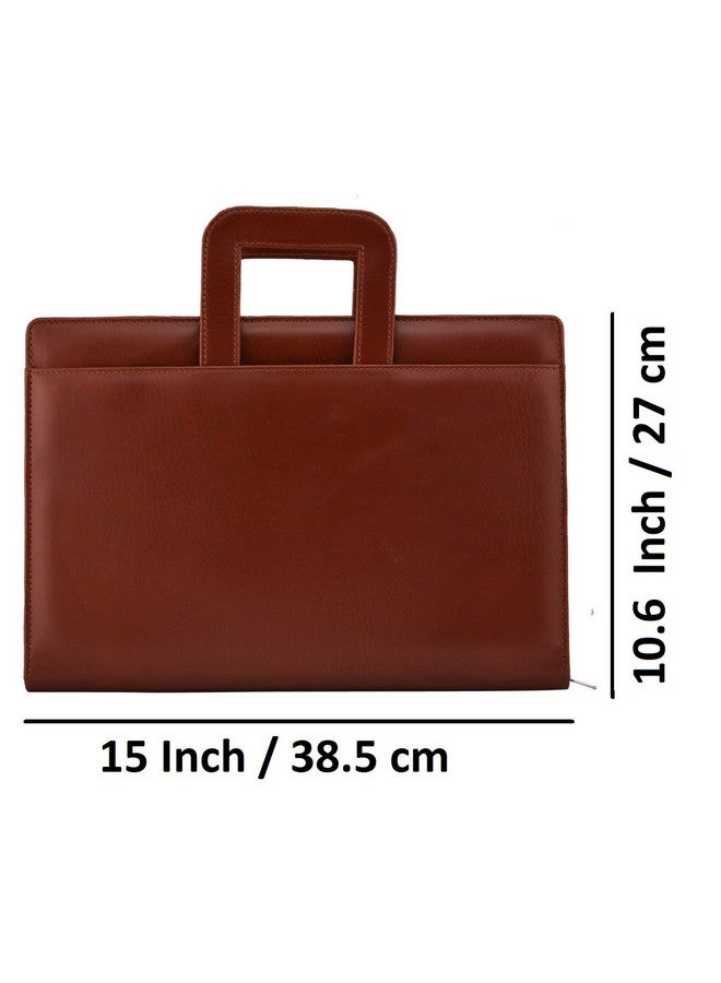AmazingHind AmazingHind Leatherette Material Professional File Folders for Certificates, Documents Holder with Adjustable Handles and 2 Rings and 30 Leafs. Size: FS | Color:Brown  - Image 2