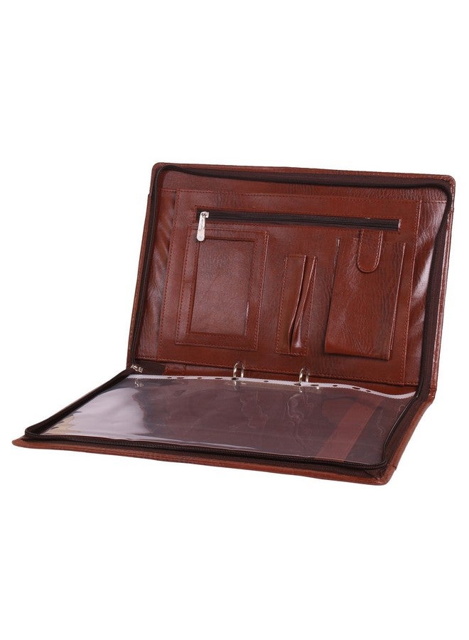 AmazingHind AmazingHind Leatherette Material Professional File Folders for Certificates, Documents Holder with Adjustable Handles and 2 Rings and 30 Leafs. Size: FS | Color:Brown  - Image 3