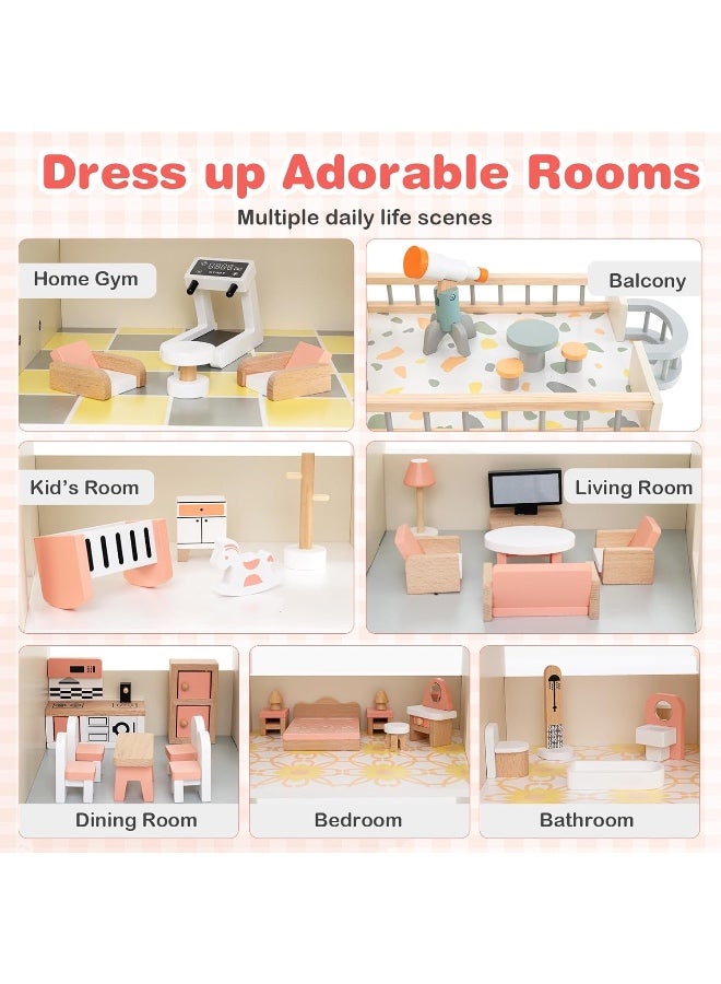Factory Price Factory Price Grace Wooden Realistic Play House - 3 Feet Big Doll House with 42 Accessories and Minatures Furnitures  - Image 4