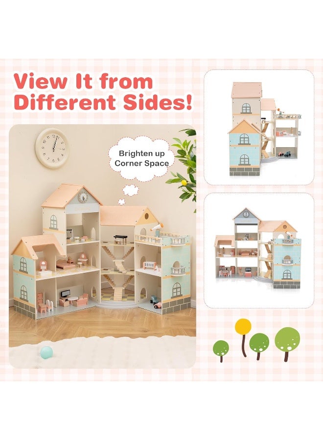 Factory Price Factory Price Grace Wooden Realistic Play House - 3 Feet Big Doll House with 42 Accessories and Minatures Furnitures  - Image 2