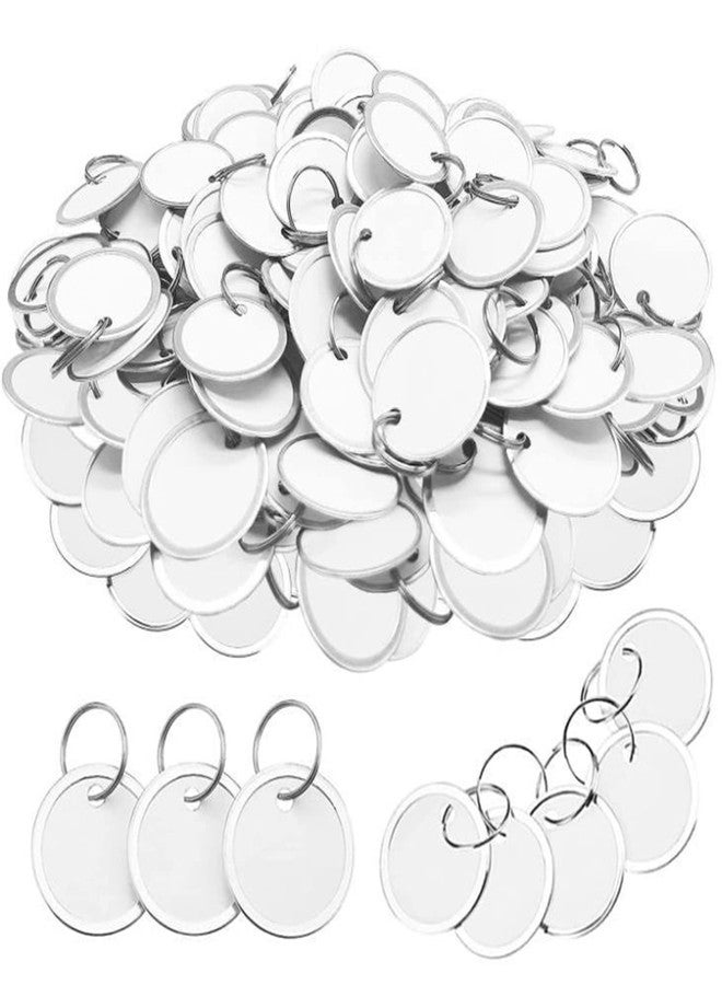 KAKAMINA 180 Pieces Metal Rim Tags Key Tags Round Paper Tags with Metal Rings for Car Keys and Door Keys,White - Image 1