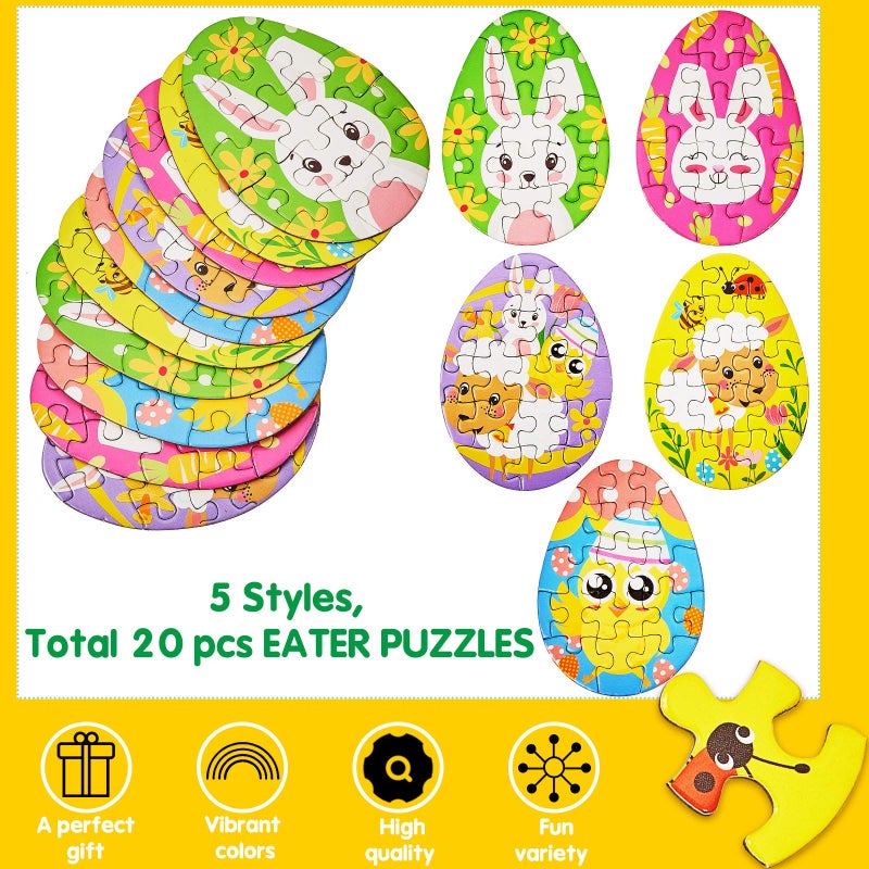 Skylety 20 Pieces Mini Easter Puzzles Easter Egg Fillers Bunny Chicks Hatching Printed Mini Puzzles Classroom Prize Resurrection Party Favors, 5 Styles - Image 4