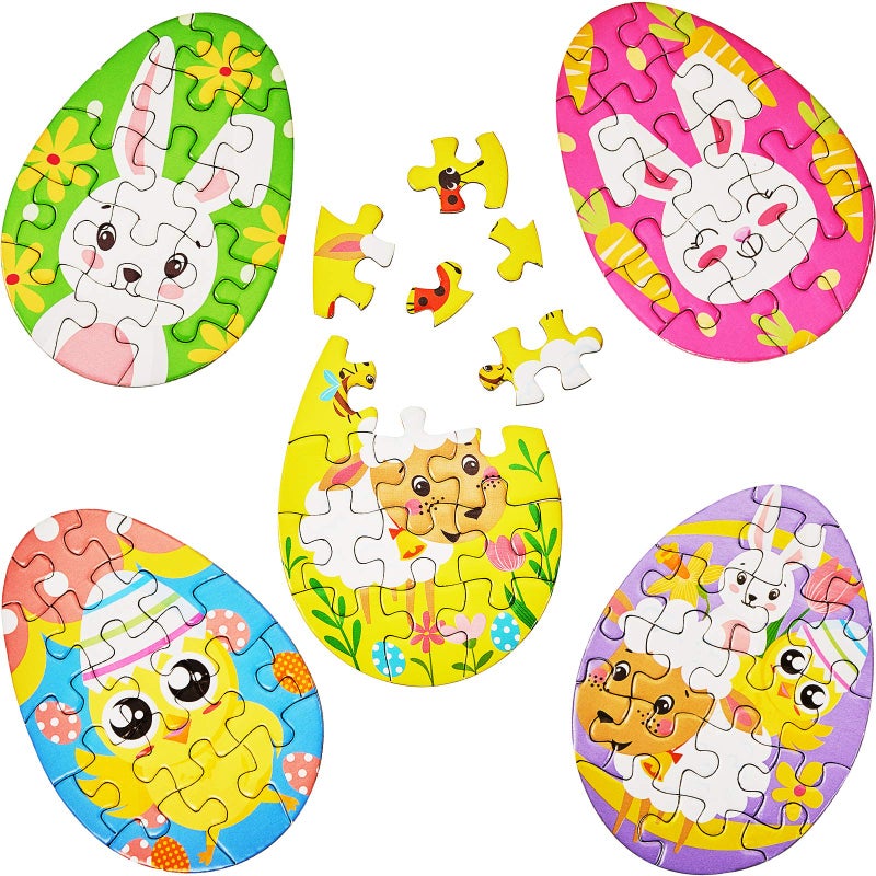Skylety 20 Pieces Mini Easter Puzzles Easter Egg Fillers Bunny Chicks Hatching Printed Mini Puzzles Classroom Prize Resurrection Party Favors, 5 Styles - Image 1