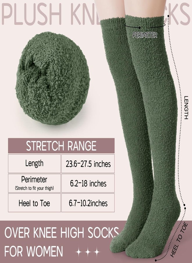 Liitrsh 6 Pairs Women Knee High Fuzzy Socks Soft Long Thigh High Warm stockings Cozy Slipper Plush Socks (Classic Colors) - Image 4
