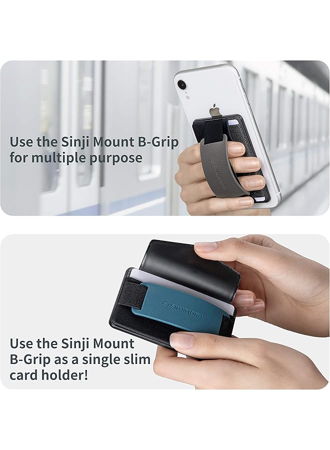 Sinjimoru Detachable Phone Wallet, Phone Card Holder As Phone Stand & Iphone Grip For Wireless Charging, Not For Magsafe. Sinji Mount B-Grip Olive Grey  - Image 3