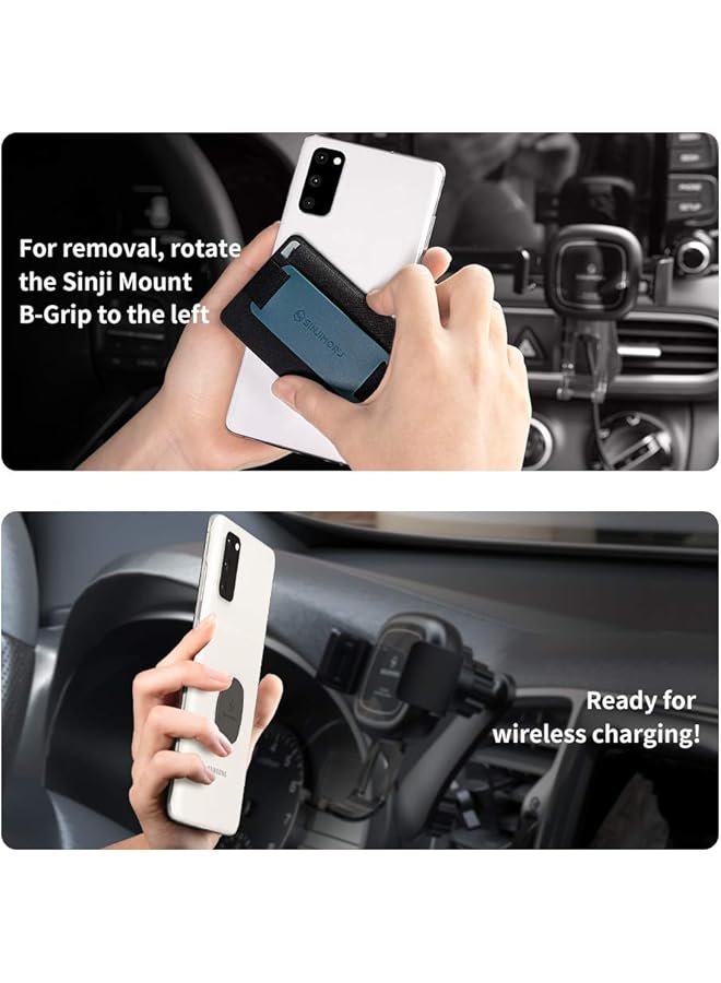 Sinjimoru Detachable Phone Wallet, Phone Card Holder As Phone Stand & Iphone Grip For Wireless Charging, Not For Magsafe. Sinji Mount B-Grip Olive Grey  - Image 2