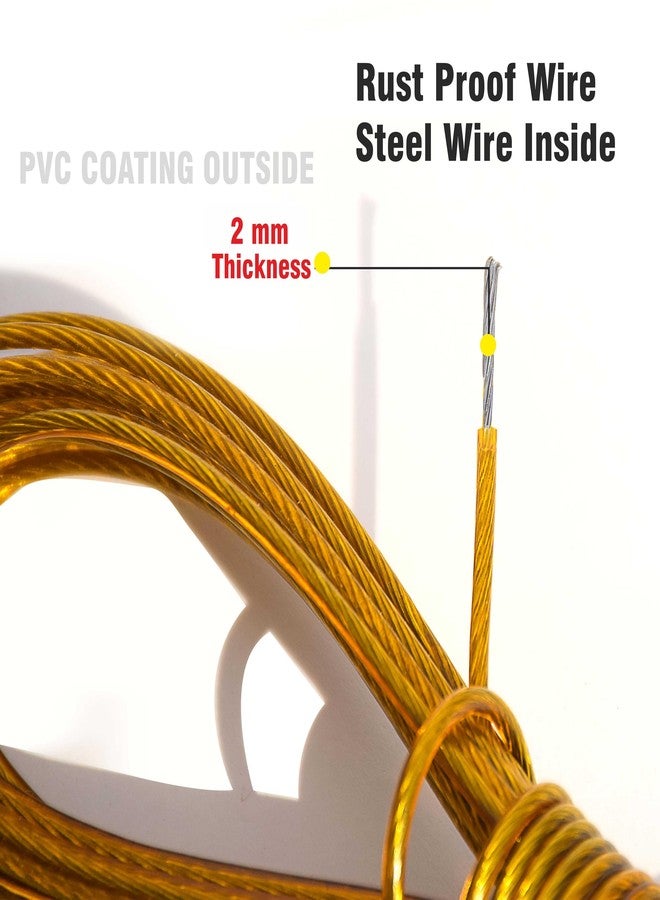 Pure Source India PVC Coated Steel Wire Rope for Drying Clothes/Clothesline/Ideal for Drying Heavy Clothes | Yellow Colour | Pack of 1 (25 MTR) - Image 5