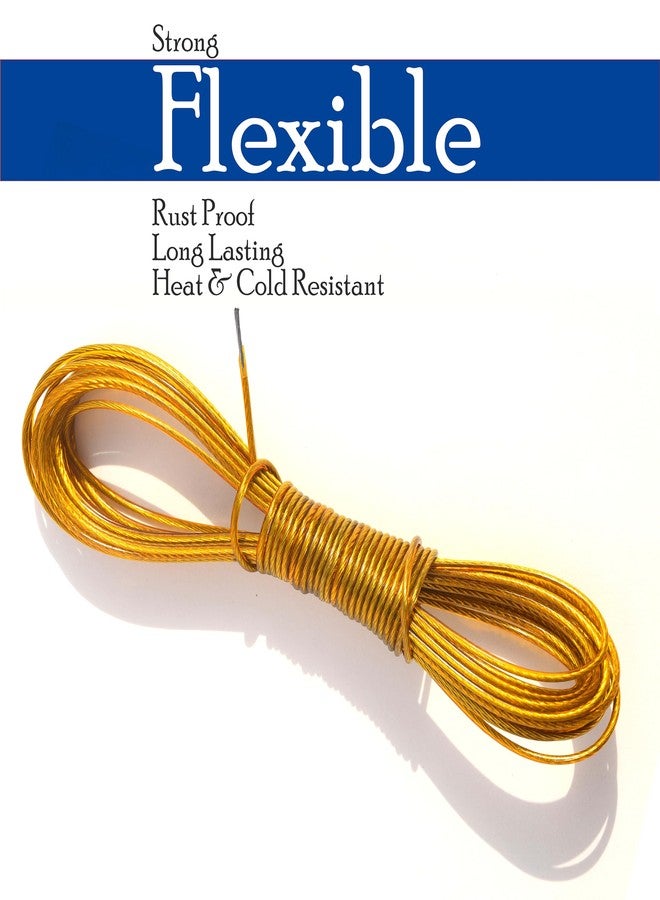 Pure Source India PVC Coated Steel Wire Rope for Drying Clothes/Clothesline/Ideal for Drying Heavy Clothes | Yellow Colour | Pack of 1 (25 MTR) - Image 3