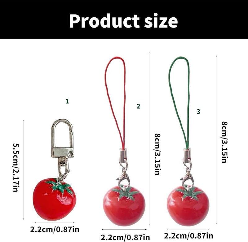 Girl Keychain Charm Pendant Novelty Tomato Phone Strap For School Travel Daily Use Color A - Image 4