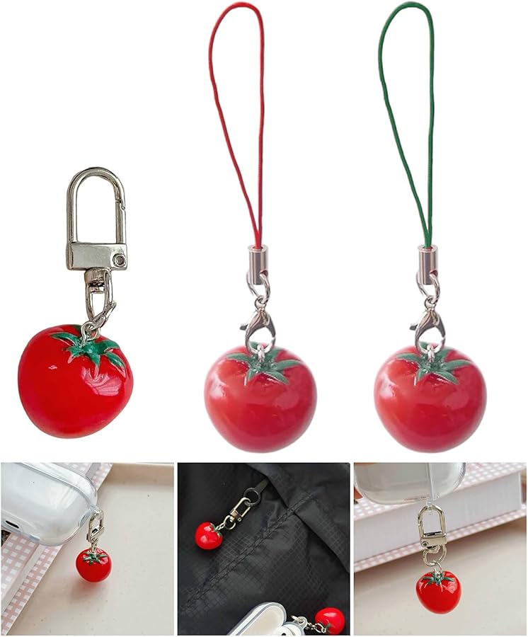 Girl Keychain Charm Pendant Novelty Tomato Phone Strap For School Travel Daily Use Color A - Image 1