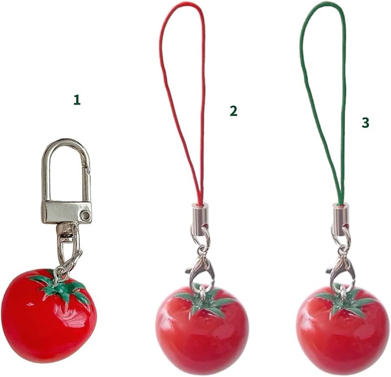 Girl Keychain Charm Pendant Novelty Tomato Phone Strap For School Travel Daily Use Color A - Image 3