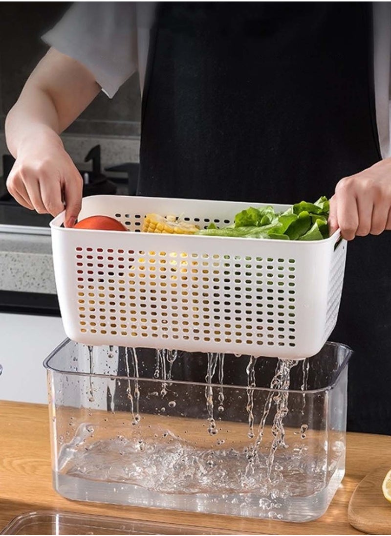 LEOKOR - 2-Pack Vegetable and Fruit Storage Containers for Fridge Organizer Produce Saver Containers for Refrigerator Lettuce Keeper BPA-Free Kitchen Organization with Lids and Air Vents White - Image 1
