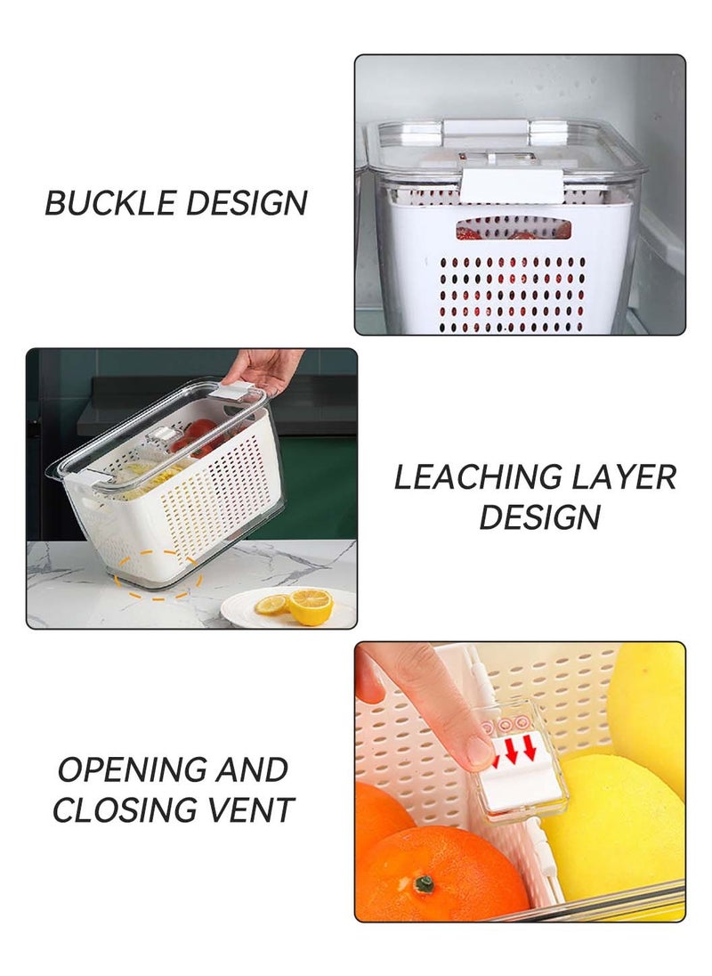 LEOKOR - 2-Pack Vegetable and Fruit Storage Containers for Fridge Organizer Produce Saver Containers for Refrigerator Lettuce Keeper BPA-Free Kitchen Organization with Lids and Air Vents White - Image 1