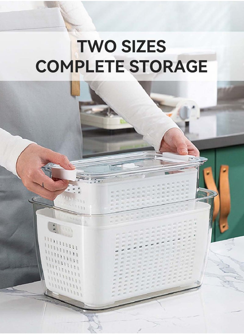 LEOKOR - 2-Pack Vegetable and Fruit Storage Containers for Fridge Organizer Produce Saver Containers for Refrigerator Lettuce Keeper BPA-Free Kitchen Organization with Lids and Air Vents White - Image 1