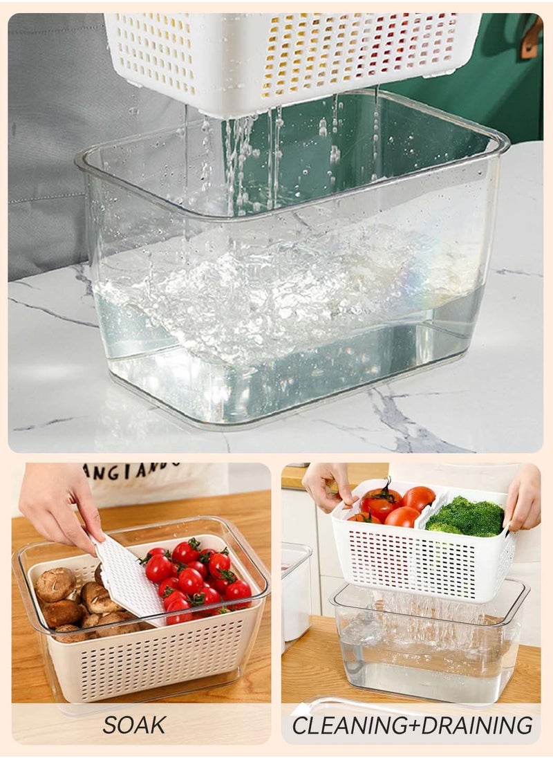 LEOKOR - 2-Pack Vegetable and Fruit Storage Containers for Fridge Organizer Produce Saver Containers for Refrigerator Lettuce Keeper BPA-Free Kitchen Organization with Lids and Air Vents White - Image 1