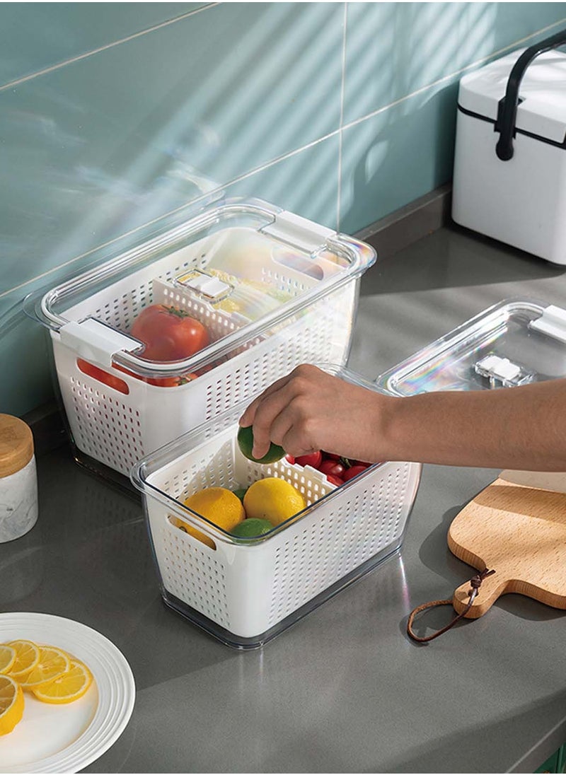 LEOKOR - 2-Pack Vegetable and Fruit Storage Containers for Fridge Organizer Produce Saver Containers for Refrigerator Lettuce Keeper BPA-Free Kitchen Organization with Lids and Air Vents White - Image 1