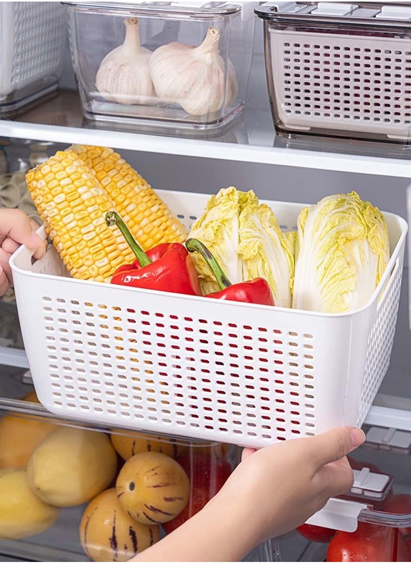 LEOKOR - 2-Pack Vegetable and Fruit Storage Containers for Fridge Organizer Produce Saver Containers for Refrigerator Lettuce Keeper BPA-Free Kitchen Organization with Lids and Air Vents White - Image 1