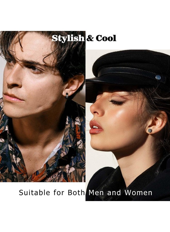 Jstyle 6 Pairs Stainless Steel CZ Stud Earrings for Men Women Black Earrings Huggie Small Hoop Earrings Ear Piercing Jewelry for Men - Image 3