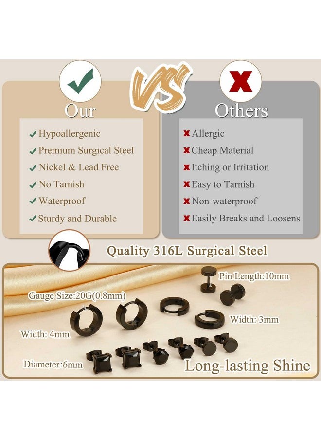 Jstyle 6 Pairs Stainless Steel CZ Stud Earrings for Men Women Black Earrings Huggie Small Hoop Earrings Ear Piercing Jewelry for Men - pzsku/ZF91534ED8D3F28B9006AZ/45/_/1741329840/b300c3da-8c98-45af-baef-251528a1ab99