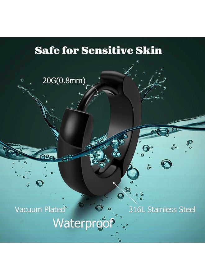 Jstyle 6 Pairs Stainless Steel CZ Stud Earrings for Men Women Black Earrings Huggie Small Hoop Earrings Ear Piercing Jewelry for Men - Image 2