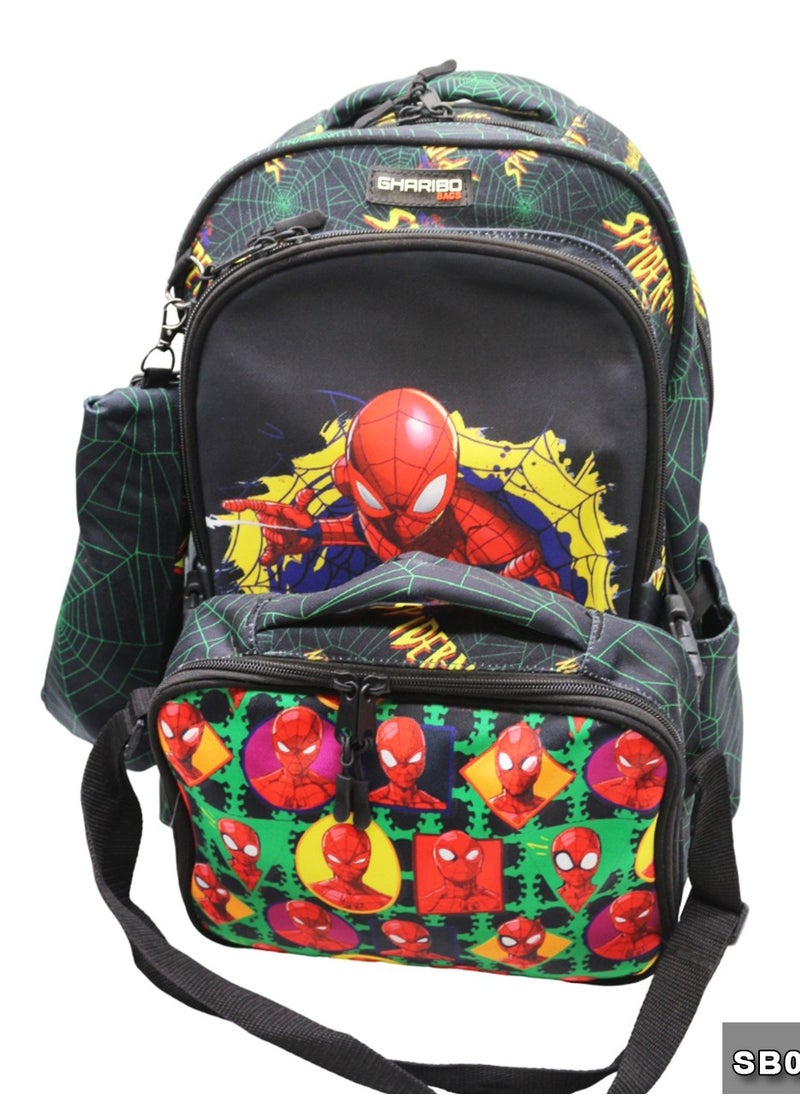 Gharibo Bags School backpack with lunchbag Size 17 model 32 SpiderMan2  - Image 1