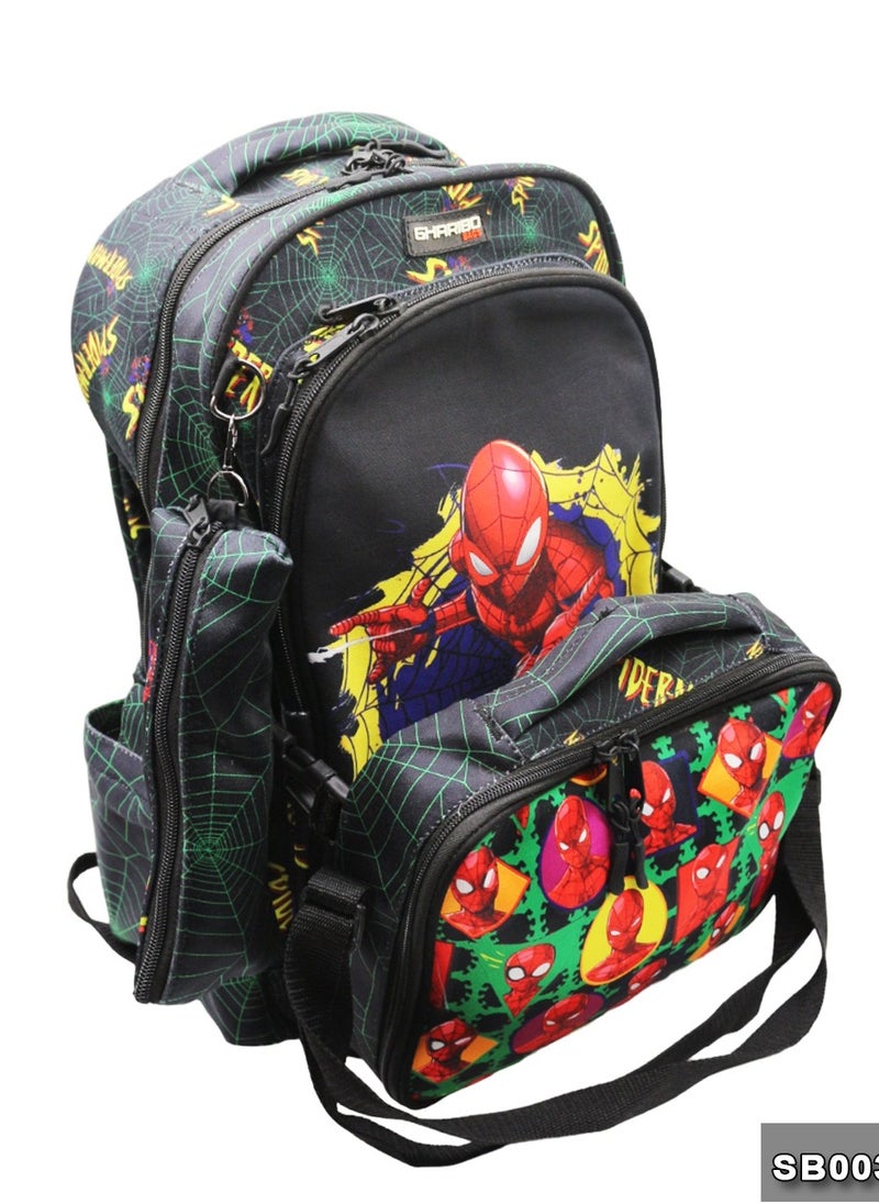 Gharibo Bags School backpack with lunchbag Size 17 model 32 SpiderMan2  - Image 3