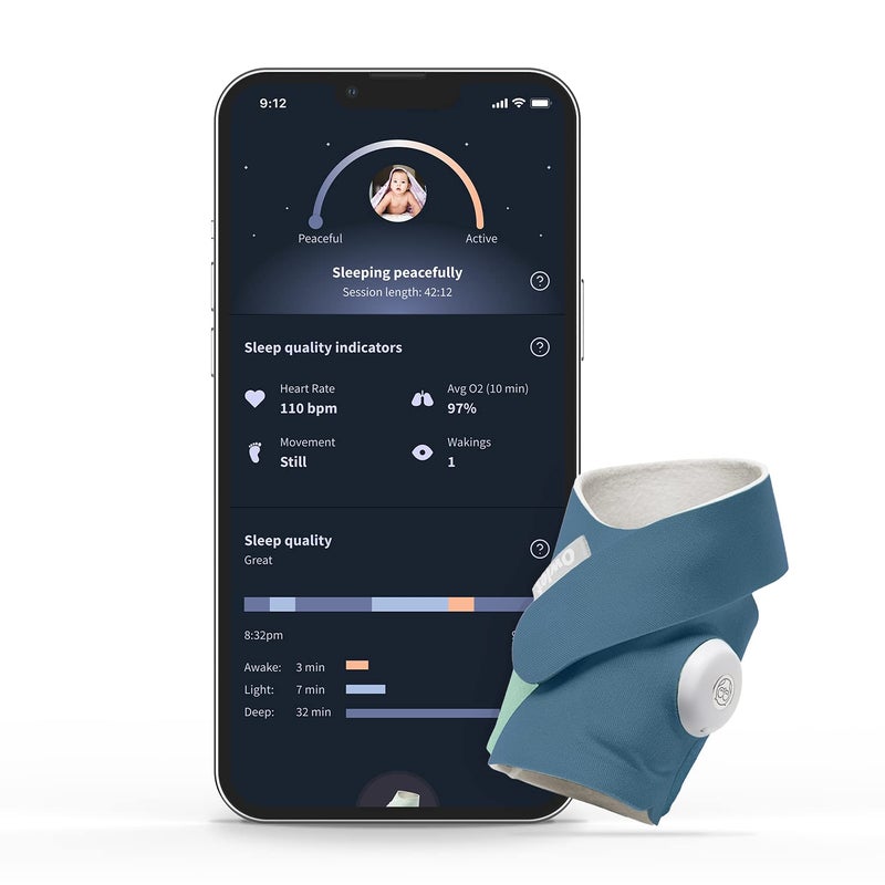 Owlet Dream Sock - Smart Baby Monitor with 2.4 GHz Wi-Fi - Foot Sensor to Track Heartbeat and Oxygen O2 Levels in Infants - Notifications for Night Wakings  Movement and Sleep State - Bedtime Blue