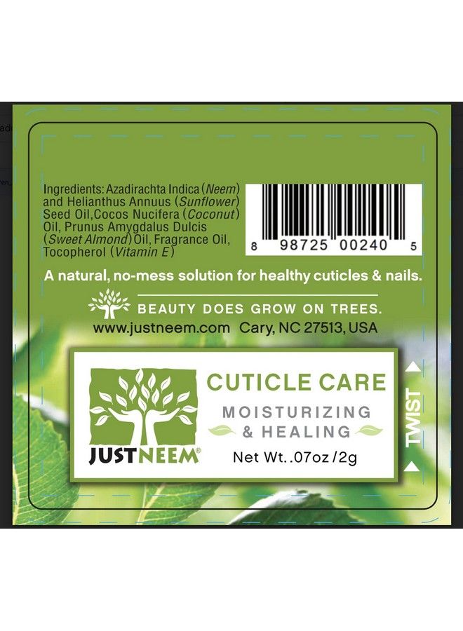 justneem Neem Cuticle Care Pen Sunflower & Coconut Oil Vitamin E Strengthens Nails Hydrates Cuticles Double End Tool 0.07Oz - Image 5