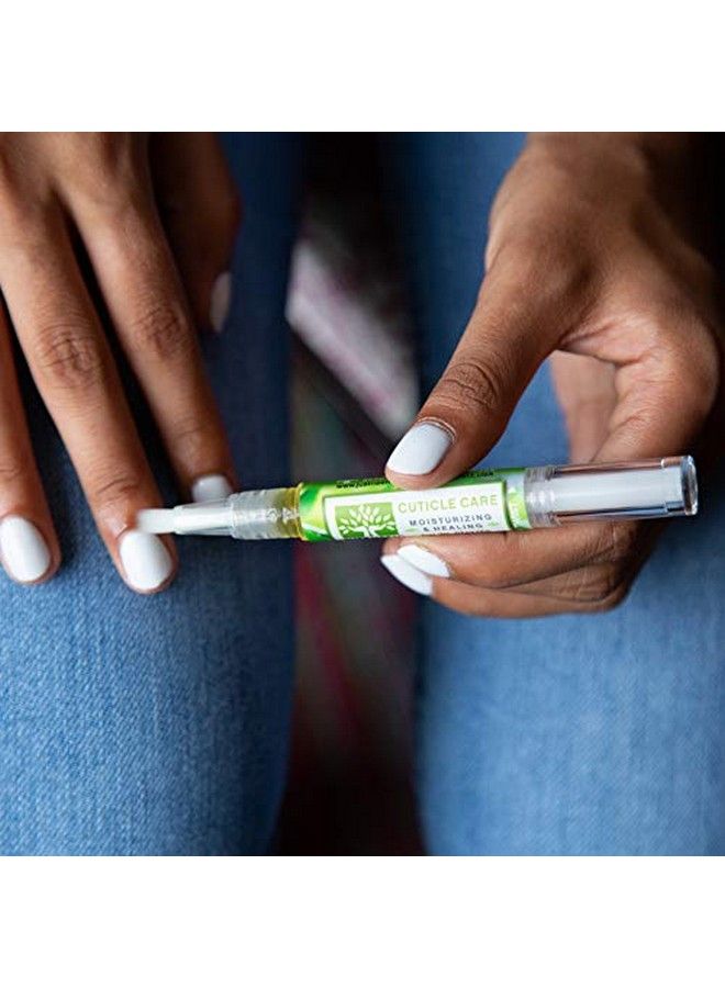 justneem Neem Cuticle Care Pen Sunflower & Coconut Oil Vitamin E Strengthens Nails Hydrates Cuticles Double End Tool 0.07Oz - Image 4