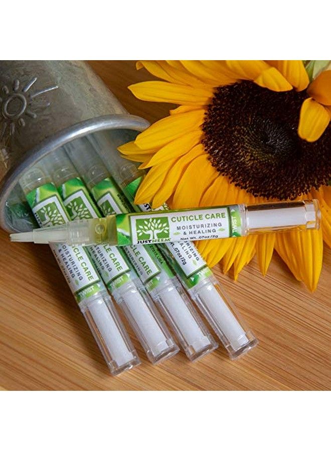 justneem Neem Cuticle Care Pen Sunflower & Coconut Oil Vitamin E Strengthens Nails Hydrates Cuticles Double End Tool 0.07Oz - Image 3