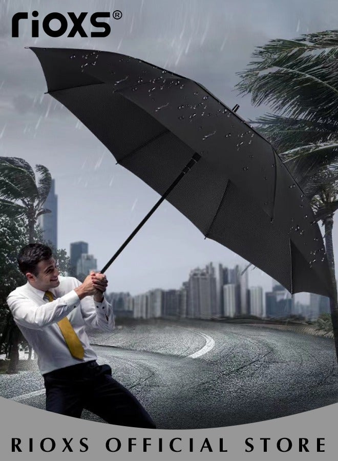ريوكس مظلة جولف ذات طابقين ذاتية الفتح كبيرة الحجم مقاومة للماء ، مقاومة للرياح ، مظلة واقية من الشمس بمقبض مريح - Image 5