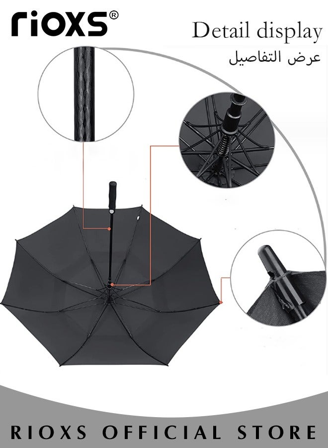 ريوكس مظلة جولف ذات طابقين ذاتية الفتح كبيرة الحجم مقاومة للماء ، مقاومة للرياح ، مظلة واقية من الشمس بمقبض مريح - Image 3