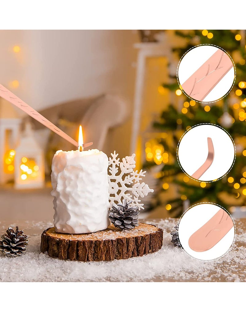 Rock Pow مجموعة أدوات الشموع 3 في 1 - مقص فتيل الشمعة ومطفأة الشمعة مع مطفأة الشمعة ومقص فتيل الشمعة ومطفئ الشمعة وغمر الفتيل لإطفاء لهب الشموع بأمان (ذهب وردي) - Image 5