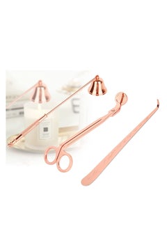 Rock Pow 3 IN 1 Candle Tool Set Wick Trimmer and Snuffer Set with Candle Snuffer Candle Wick Trimmer Wick Cutter Candle Extinguisher Wick Dipper for Extinguish Candle Wicks Flame Safely (Rose Gold)  - Image 1