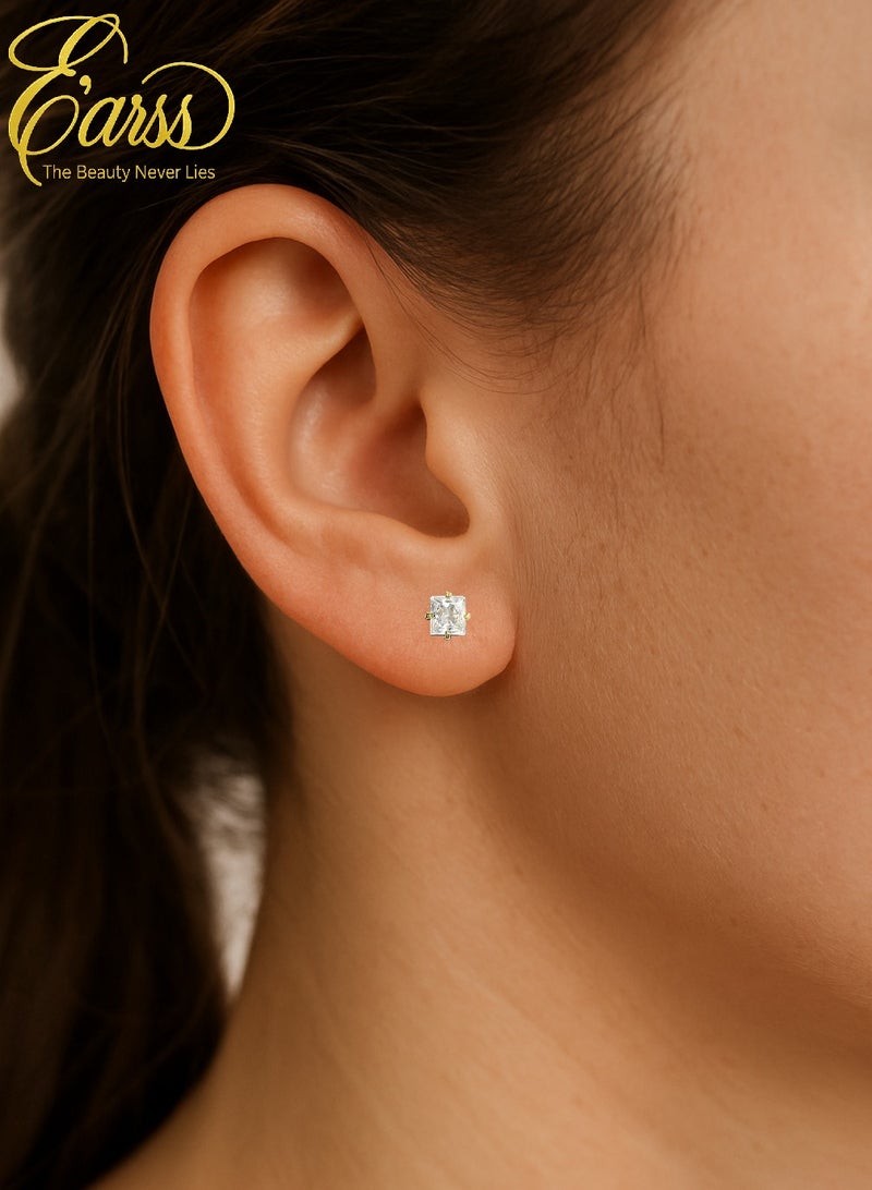 ايرس 4 ملم زكونيا مربعة | ستانلس ستيل | مطلية بالذهب عيار 18 قيراط - Image 4